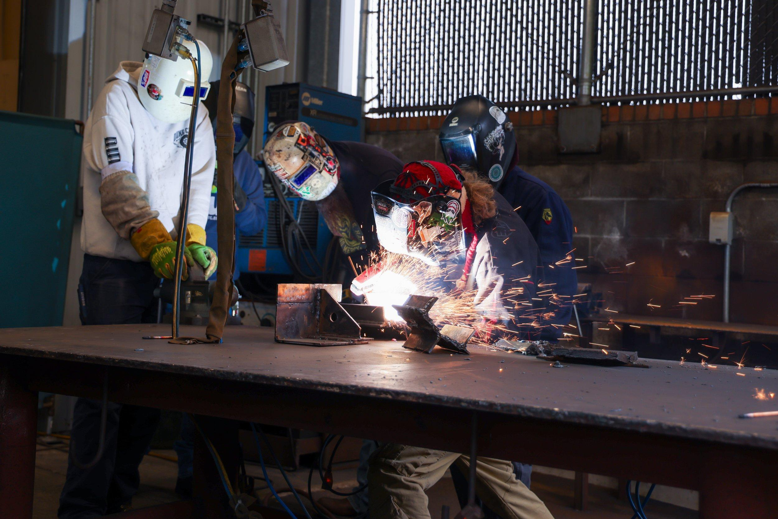 Welding booths set up for training at Flex Tradez Academy