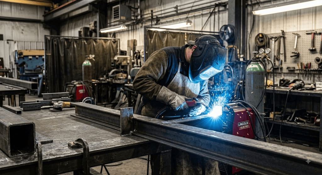nstructor supporting a student during hands-on welding practice at Flex Tradez Academy
